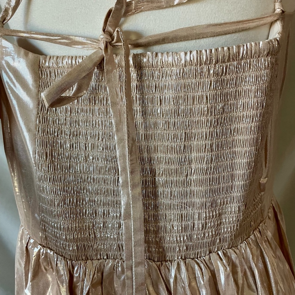 GAP Champagne Gold Tiered Dress L petite - Picture 5 of 10